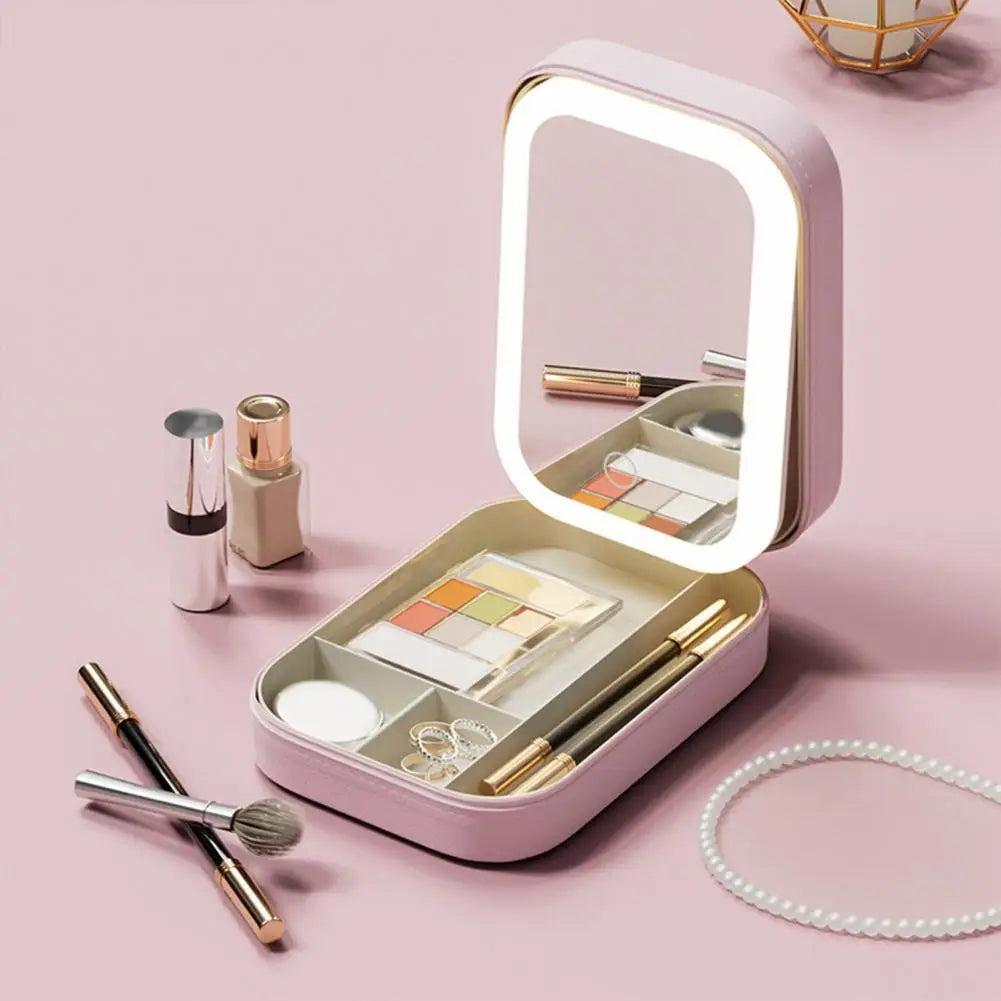 Travel Makeup Bag with LED Mirror