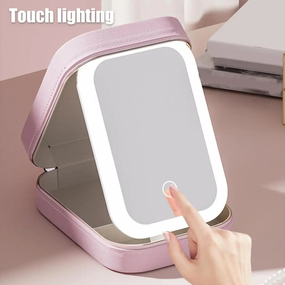 Travel Makeup Bag with LED Mirror