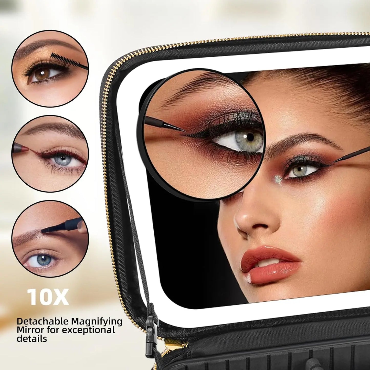 Large Travel Makeup Bag with Led Mirror
