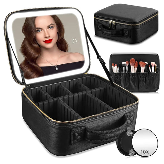 Large Travel Makeup Bag with Led Mirror